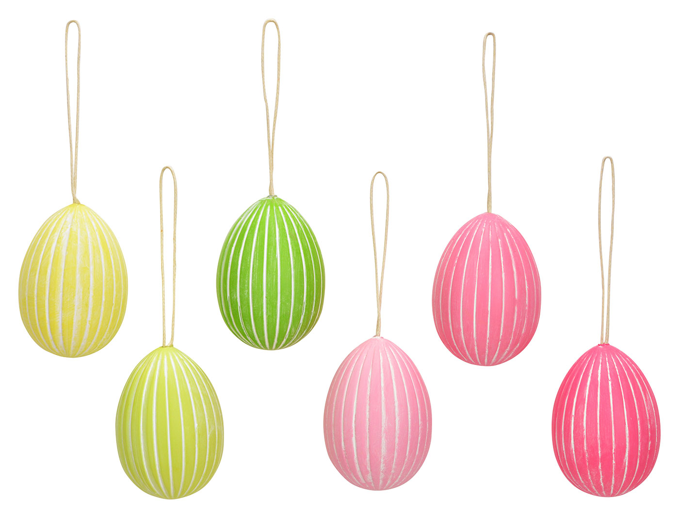 24er Set Deko Eier Hängedeko Ostern Rosa Gelb Grün Pink Ostereier zum Aufhängen