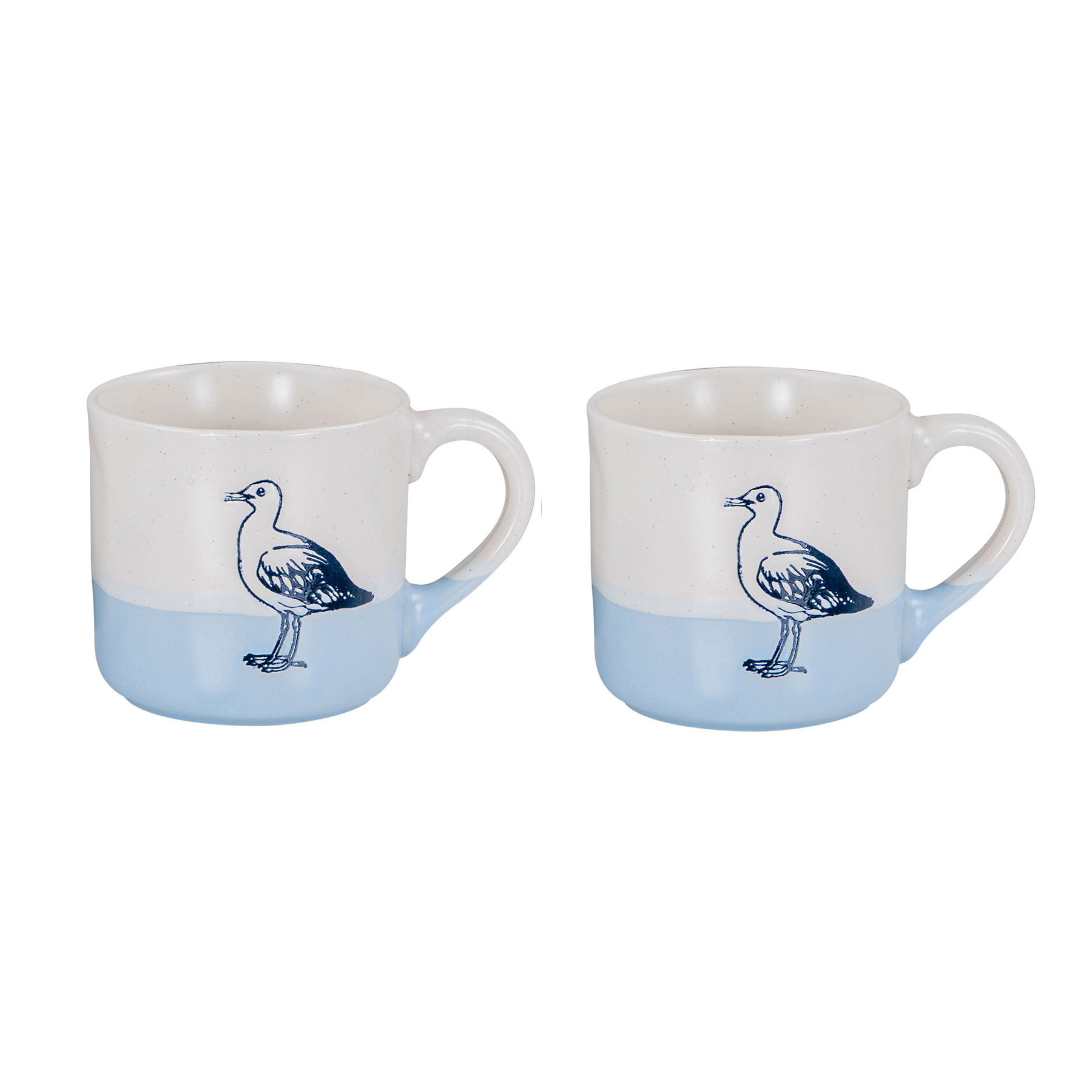 2er Set Tassen Möwe 350ml Steingut Kaffeetasse Becher Blau Maritim Design