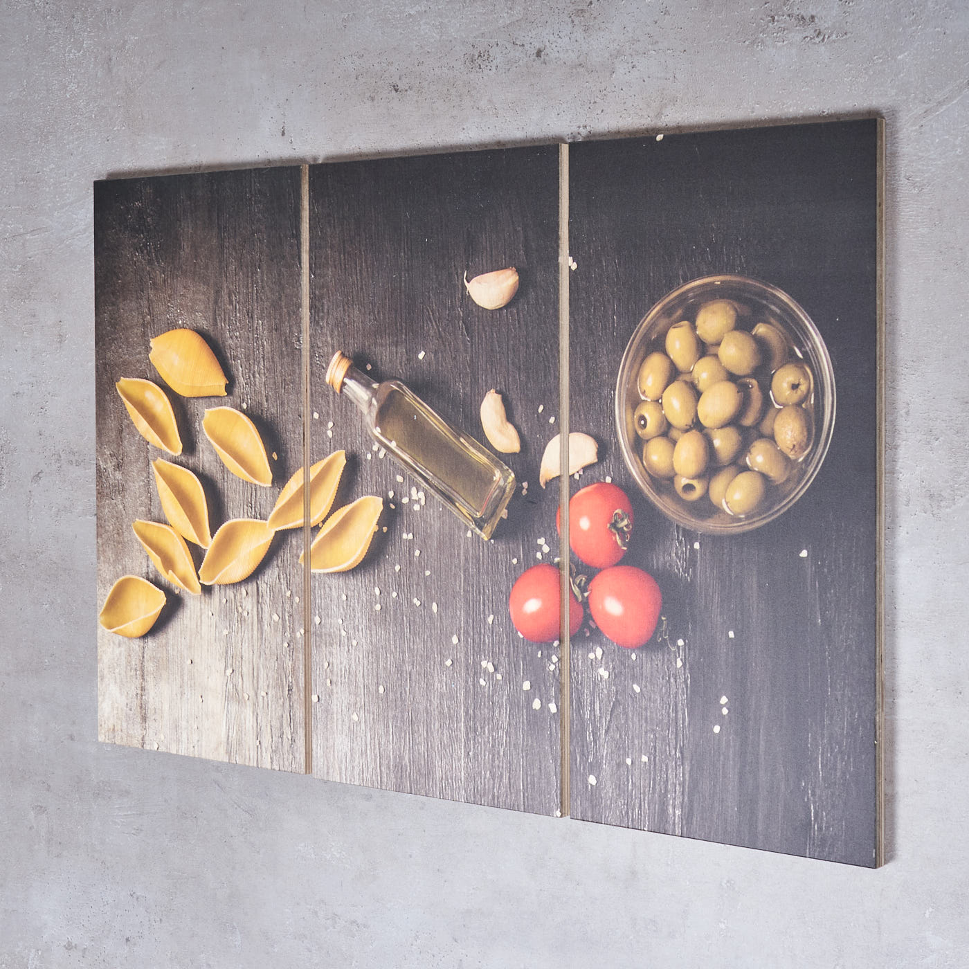 3er Set Wandbild B x H 40x60cm Holz Birkenholz Pasta Küche Holzbild Wanddeko