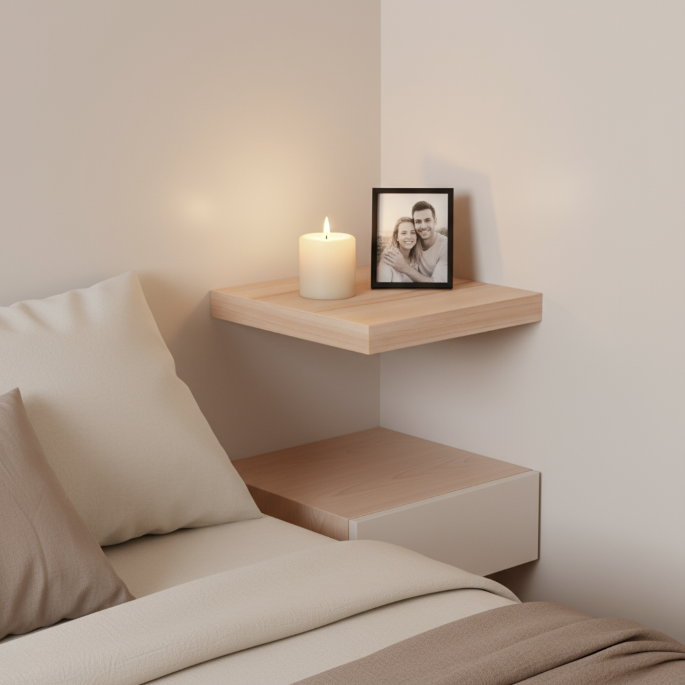 levandeo Eckregal Kernbuche 32x32cm Wandregal Holz Dekor Regal Eckboard