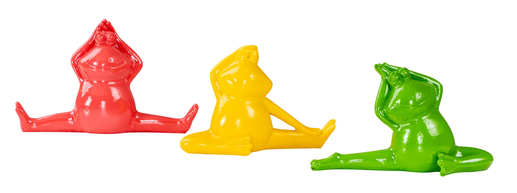 3er Set Frosch Deko Yoga Pink Gelb Grün Dekofigur Yogapose Geschenk Tischdeko