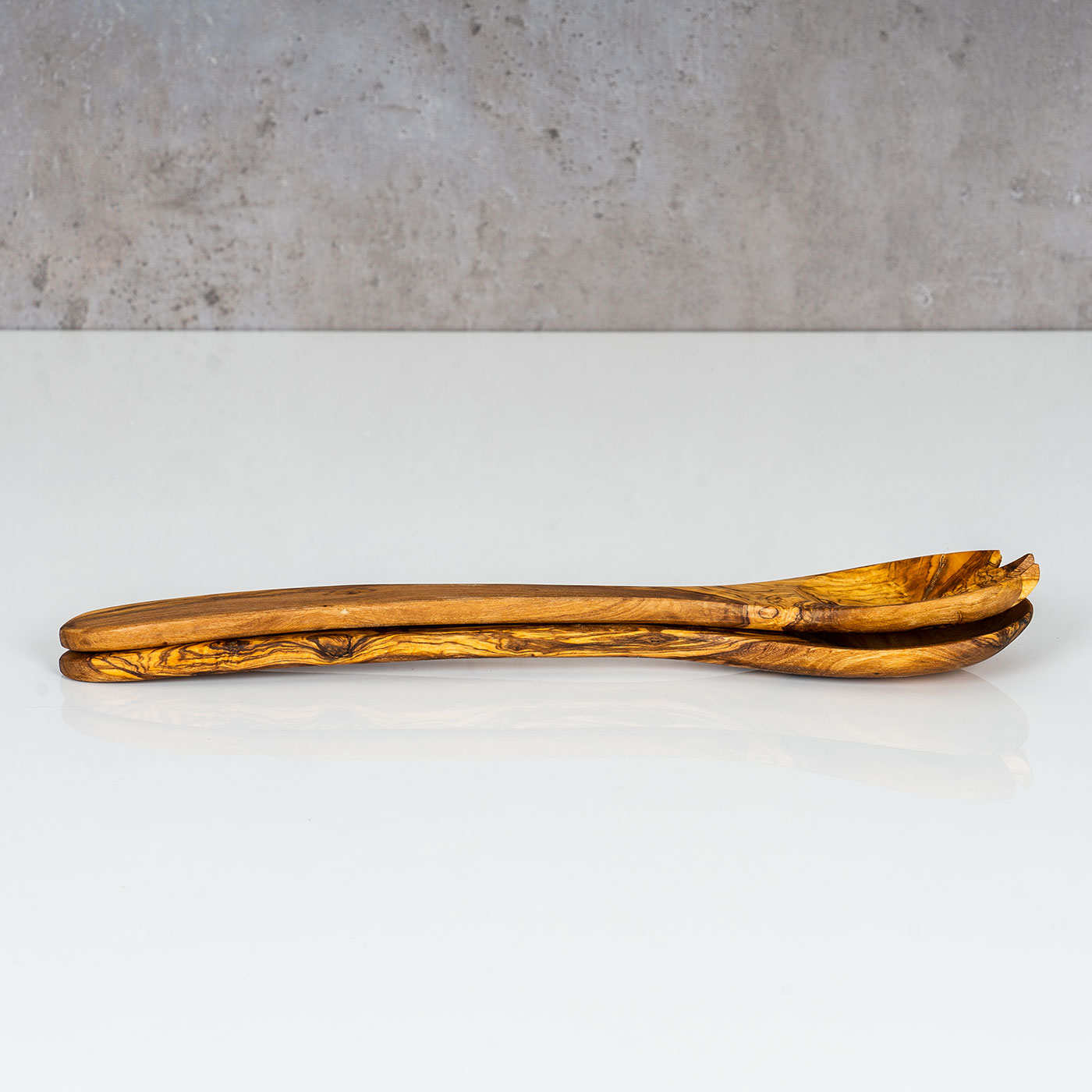 2tlg. Salatbesteck Holz Olivenholz 30cm Lang Natur Servierbesteck Küchenset