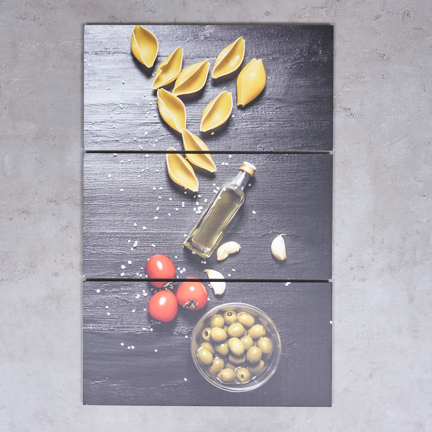 3er Set Wandbild B x H 40x60cm Aluminium Dibond Pasta Küche Deko Wanddeko