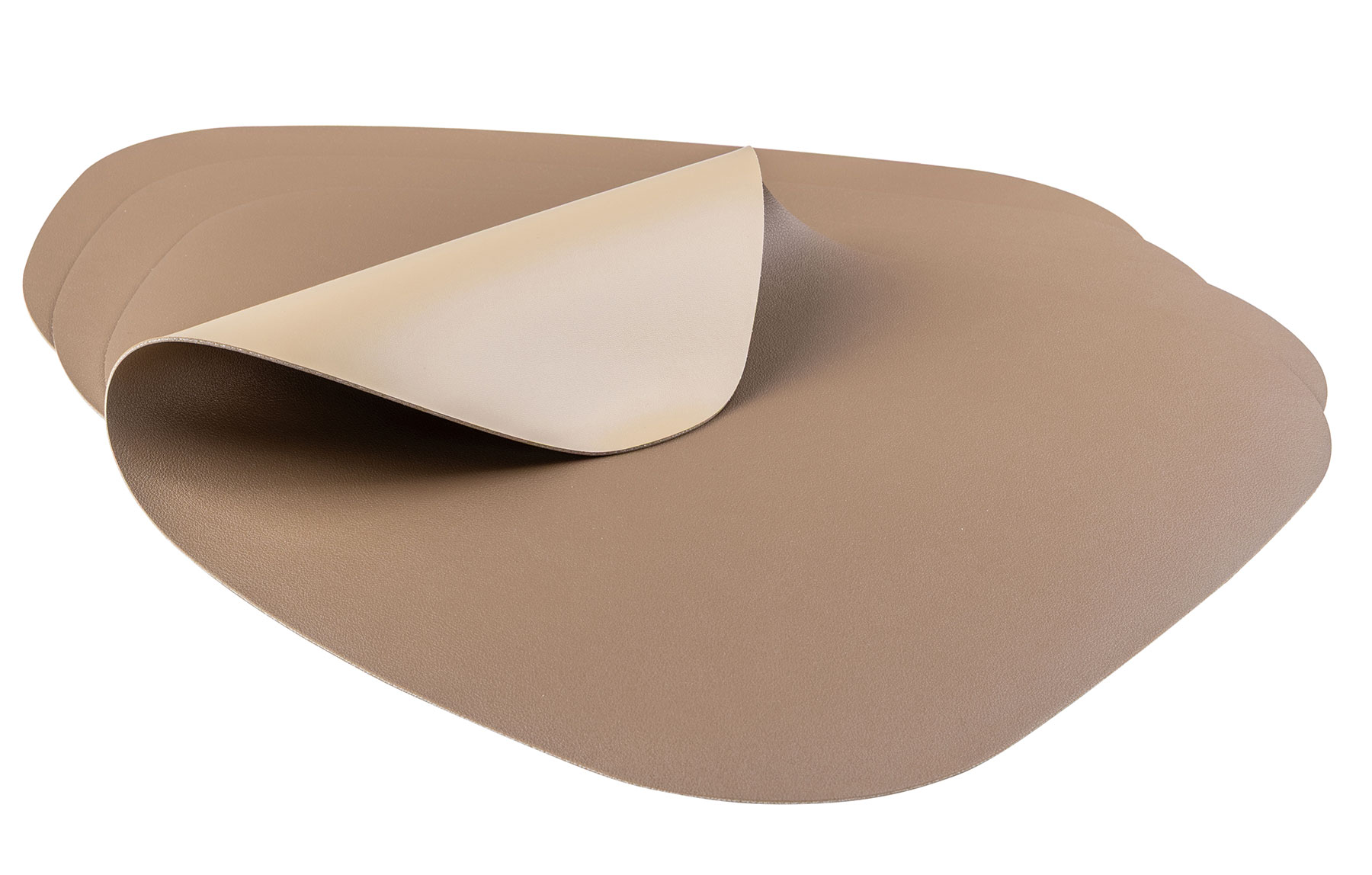 4er Set Tischsets 42x34cm Braun Beige Platzsets Abwaschbar Lederoptik Wendefunktion