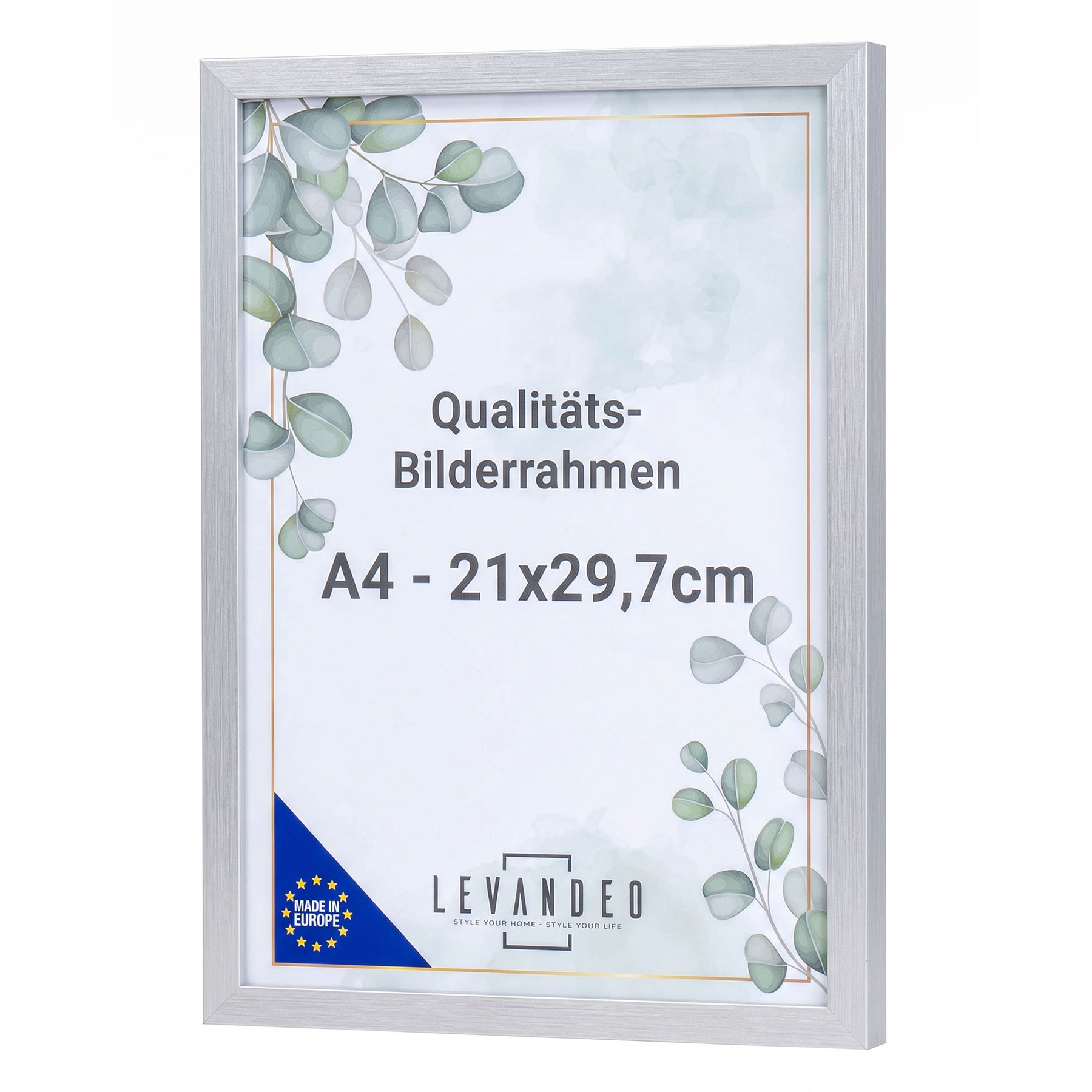 Bilderrahmen Silber 21x29,7 Made in EU Fotorahmen A4 Poster Urkunde Zeugnis Aufsteller