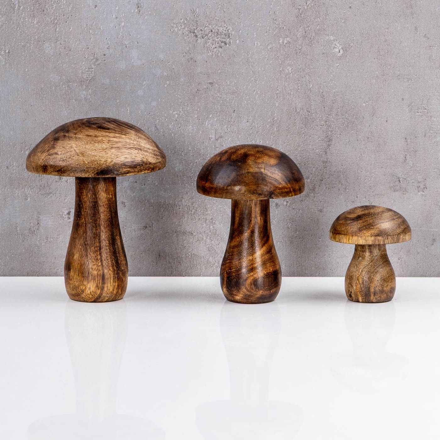 3er Set Deko Aufsteller Pilz Holzdeko Mango Braun Tischdeko Herbst Herbstdeko