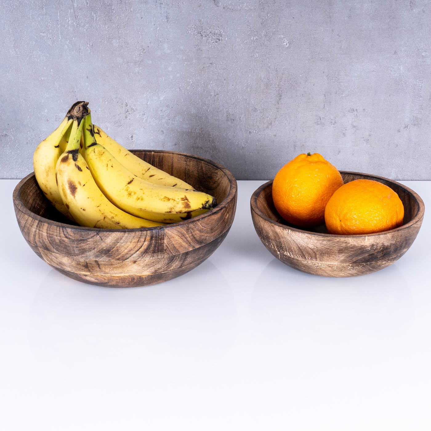 2er Set Schüssel D19-23cm Mango Holz Braun Natur Unikat Tischdeko Dekoschale