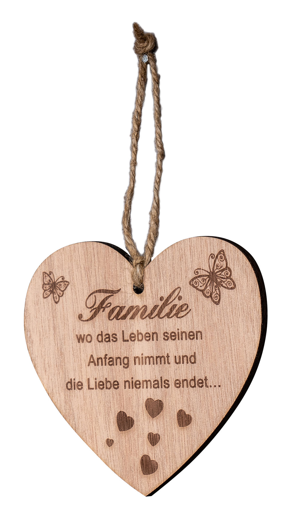 Herz 9x10cm Birkenholz Sprüche Familie Liebe Deko Holz Anhänger Love Geschenk