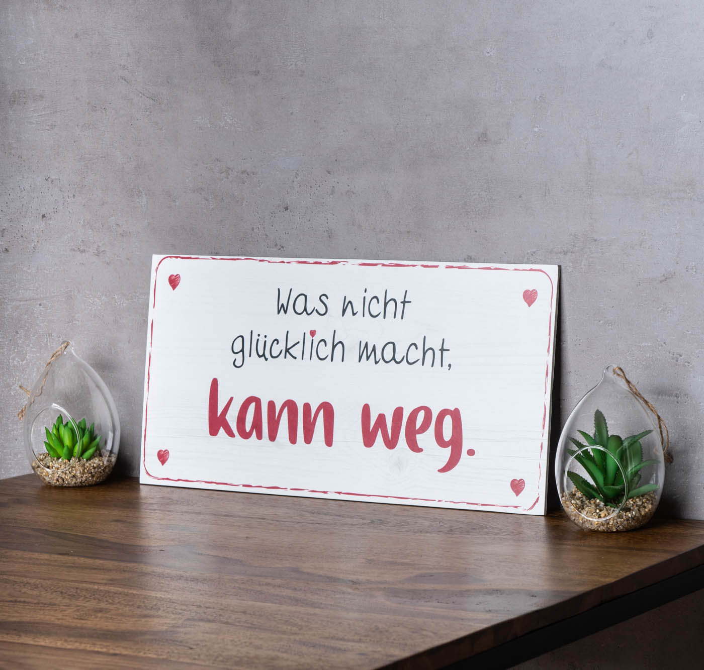 Wandbild 40x20cm Glücklich Glück Spruch Deko Wandschild Geschenk Bild Wanddeko