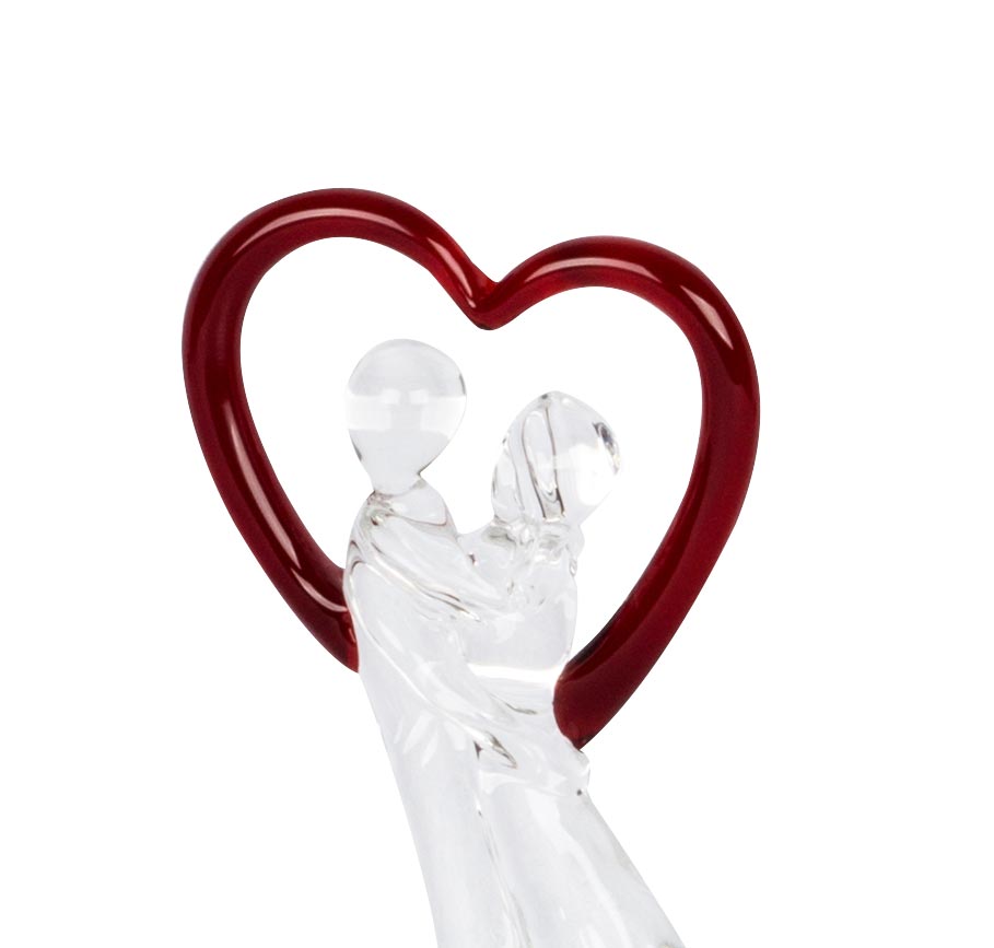 Designer Glas Skulptur 15,5x5cm Hochzeit Liebe Deko Geschenk Unikat