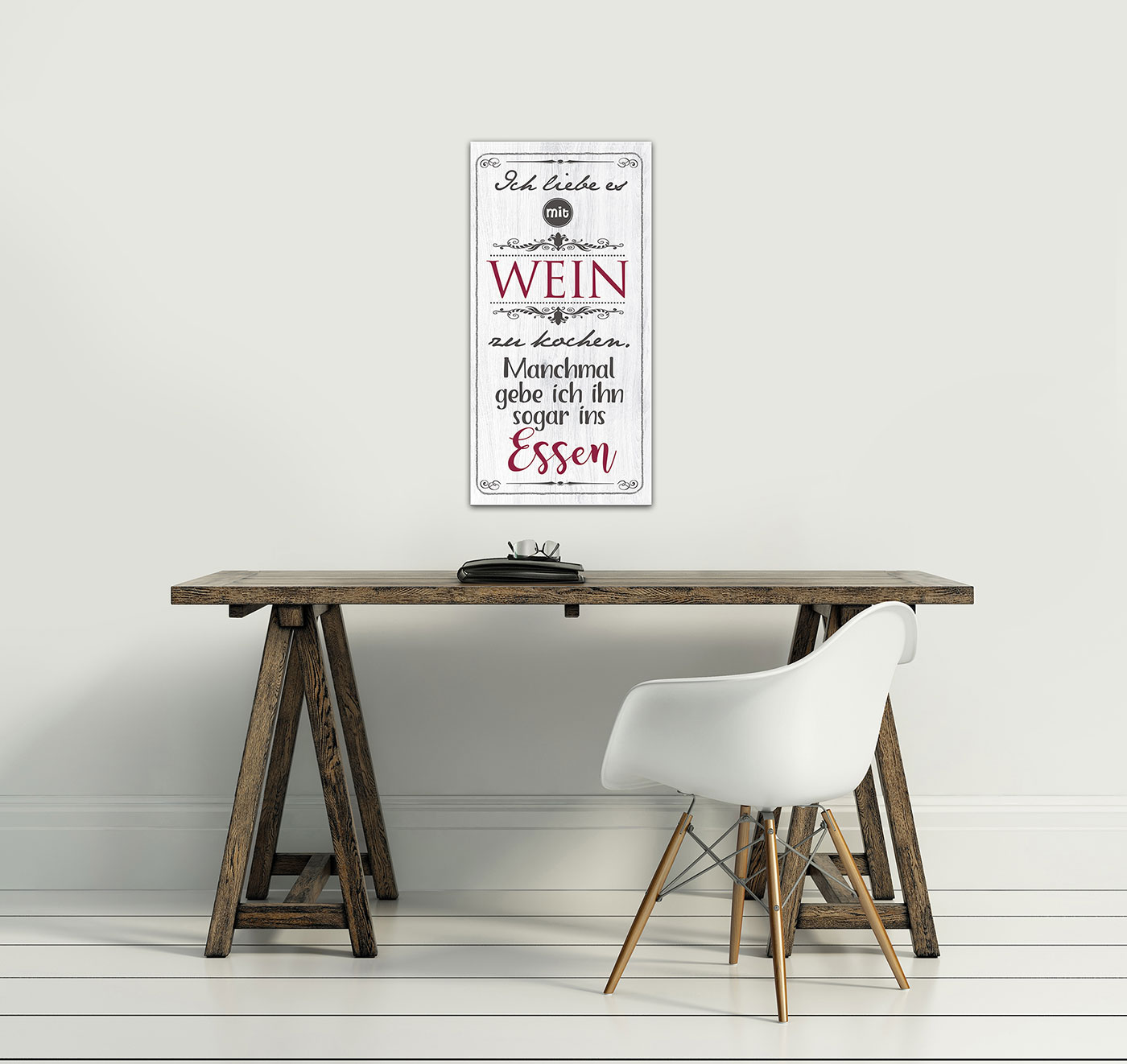 Wandbild 20x40cm Küchendeko Küche Wein Spruch Deko Wandschild Bild Wanddeko