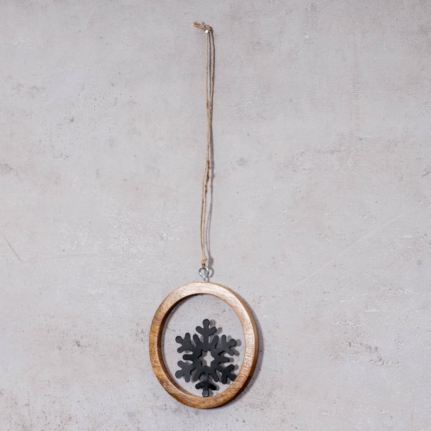 4er Set Deko-Anhänger Ø11cm Baumschmuck Mangoholz Stern Engel Tanne Flocke Deko