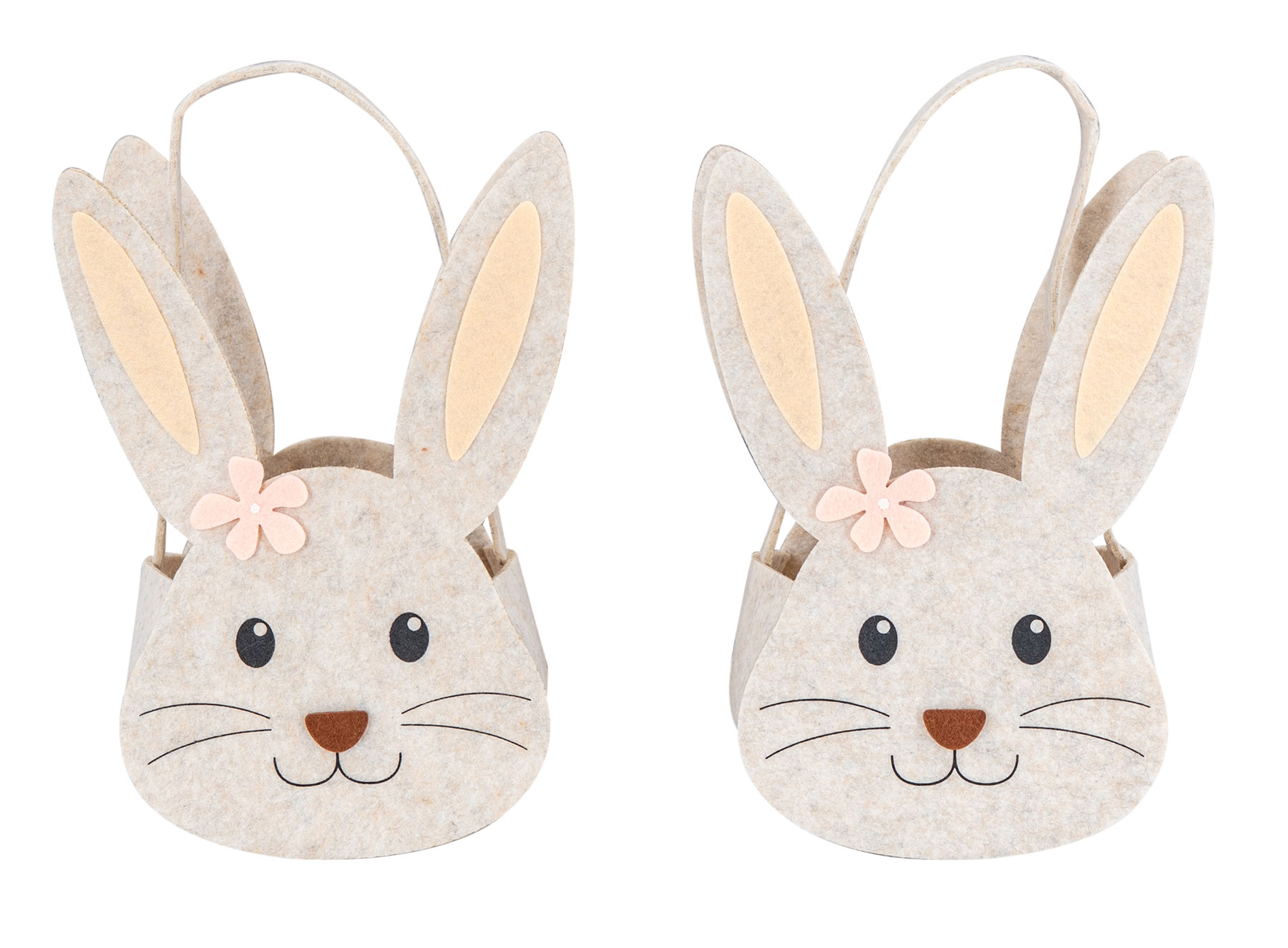 2er Set Hasenkorb Ostern Filz H30cm Grau Osterhase Osterkorb Osternest Körbchen