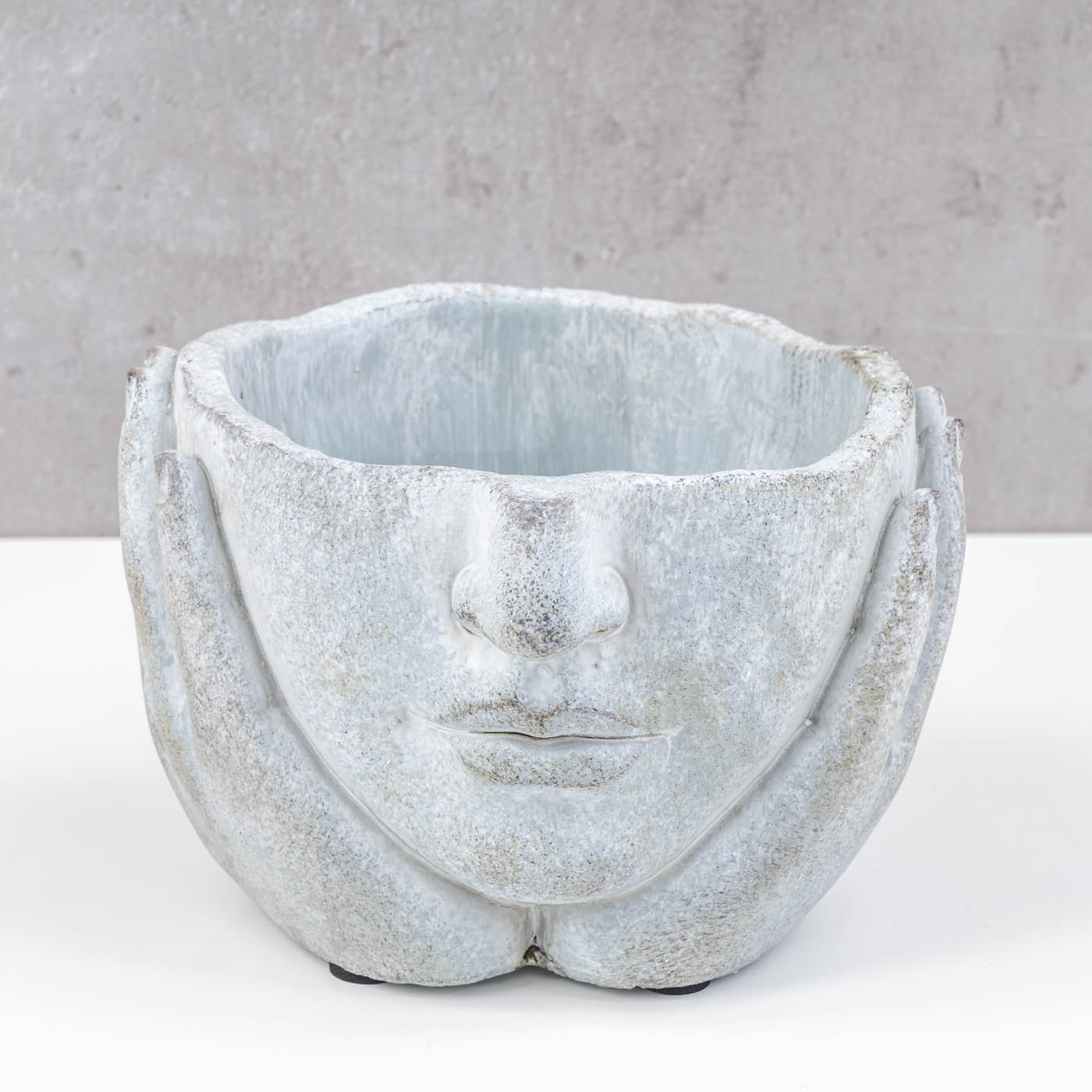 Blumentopf Gesicht Pflanztopf Beton Grau 12x16cm Vintage Dekotopf Kopf Skulptur