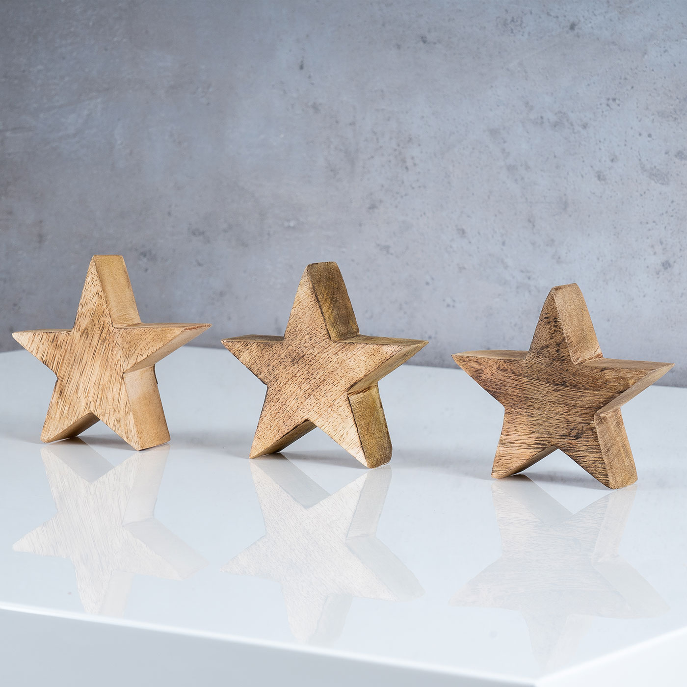 Stern Holzstern Mango 10cm Mangoholz Braun Natur Deko Tischdeko Holzdeko
