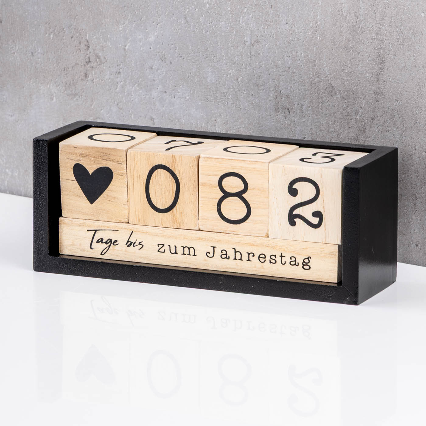 Würfel Countdown Kalender Holz Natur Schwarz Holzkalender Tischkalender Event