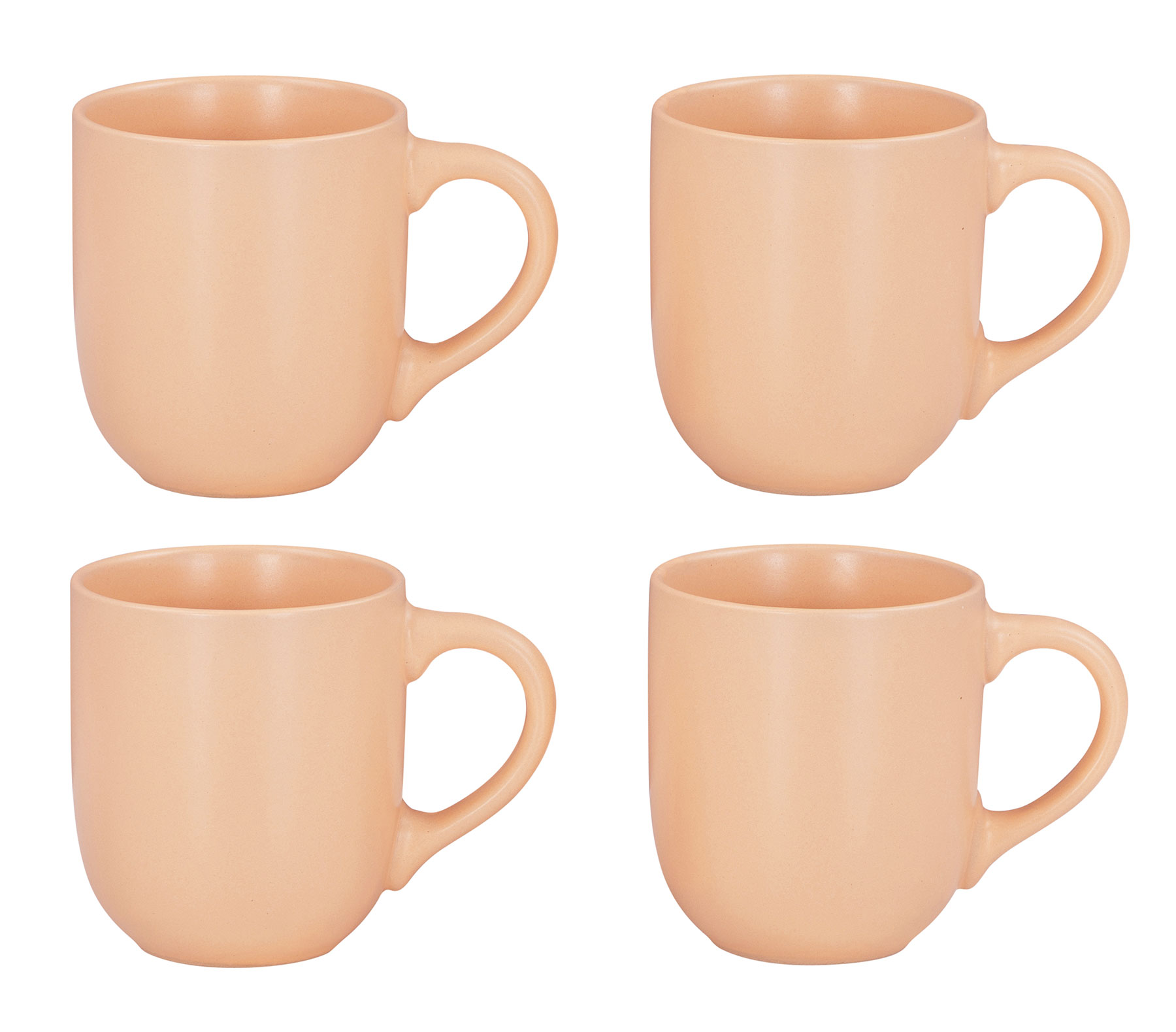 4er Set Steingut Tassen 300ml Pastell Orange Kaffeetasse Kaffeebecher Design