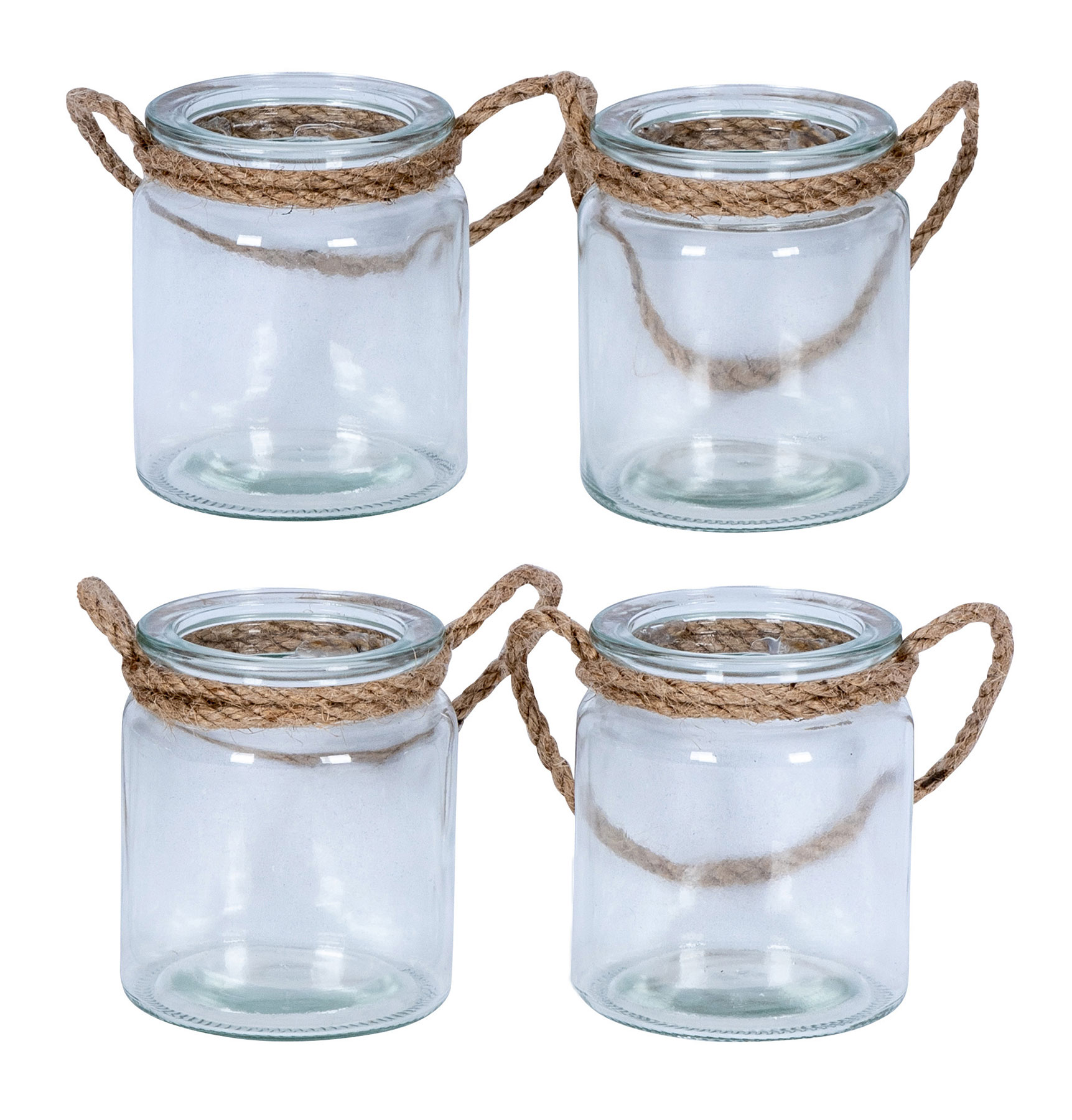 4er Set Teelichthalter Glas H10cm Klar Transparent Windlicht Tischdeko Kerzen
