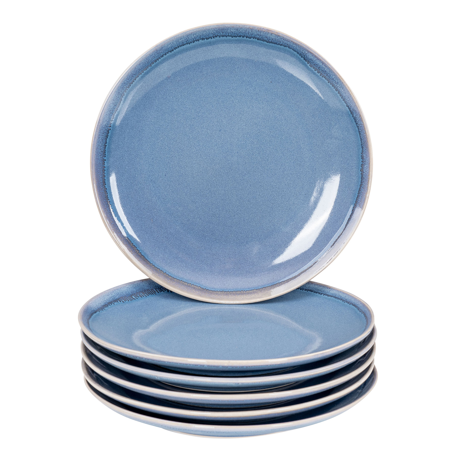 6er Set Steingut Teller Ø26cm Blau Speiseteller 6 Personen Geschirr Essteller