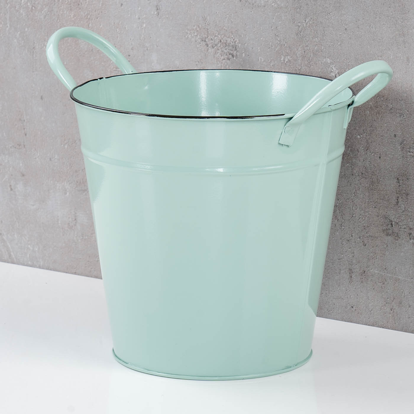 Pflanztopf Metall Eimer 18cm Grün Blumentopf Pflanzkübel Garten Deko Blumenkübel
