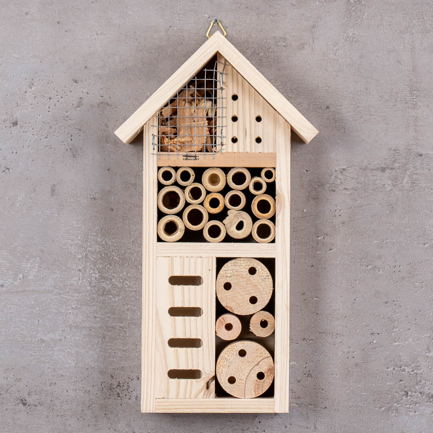 Insektenhotel H26cm Insektenhaus Holz Natur Schutz Bienenhotel Nistkasten Garten