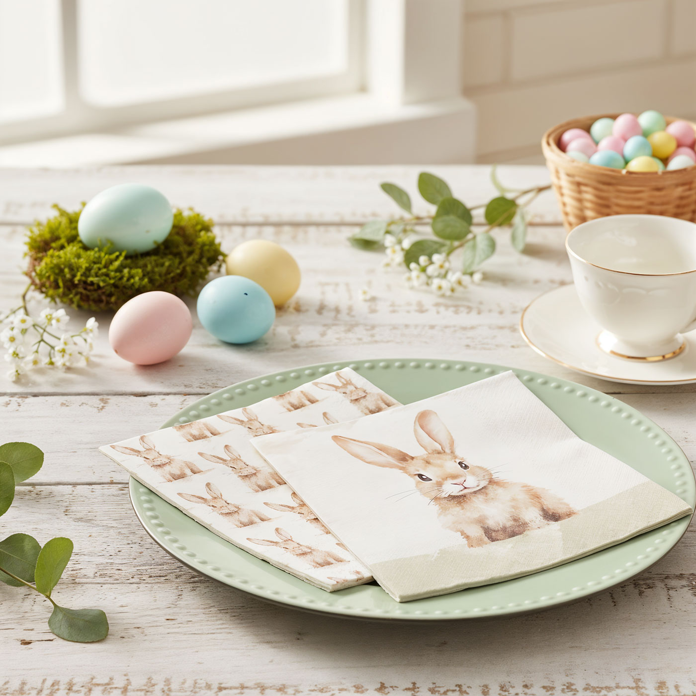 Servietten Ostern 40 Stück Hase Osterhase Osterdeko Papiertücher Set Tischdeko