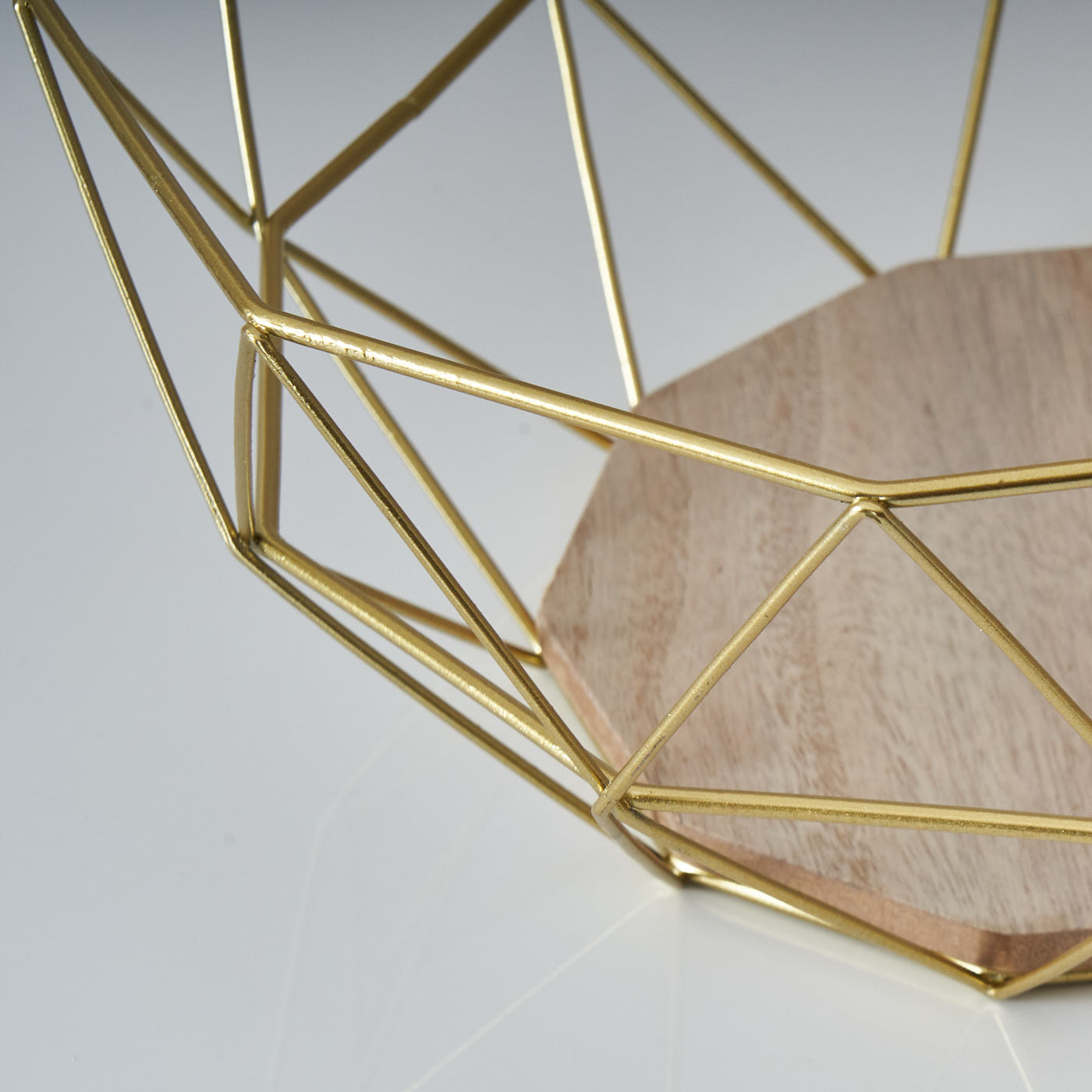 Korb Metall Gold 26x12cm Modern Holz Schüssel Schale Deko Industrial Obstschale