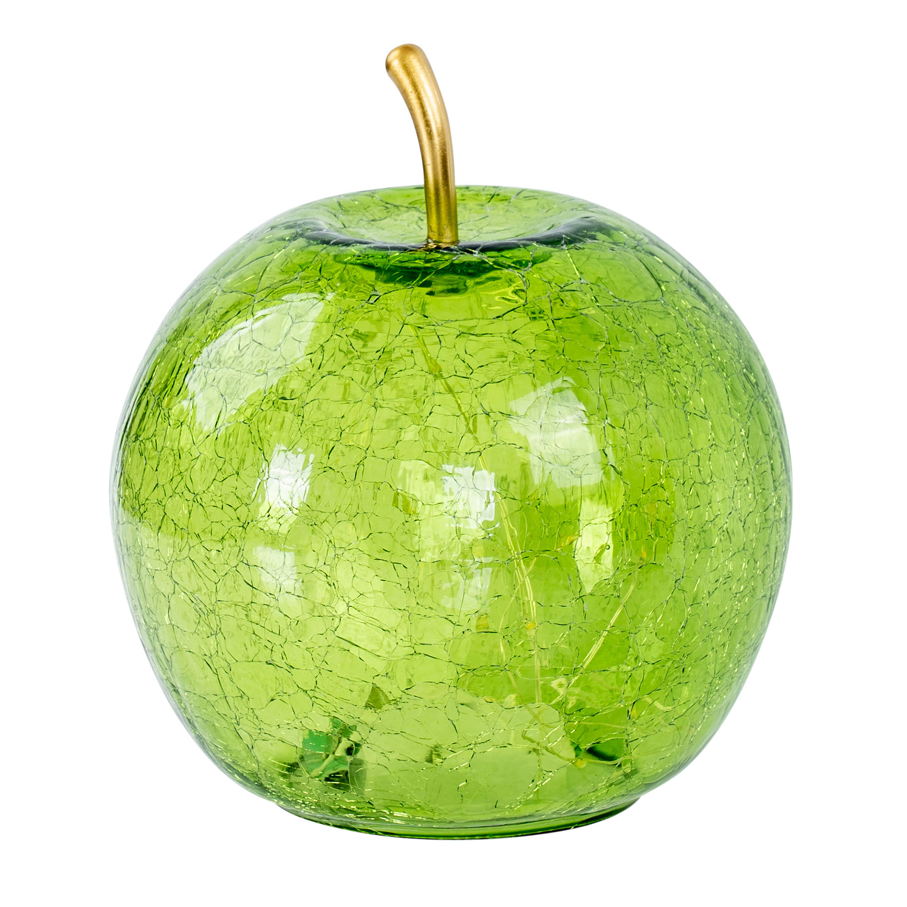 LED Apfel H17cm Grün Glas Dekolampe Timer Tischlampe Stimmungslicht Dekoleuchte