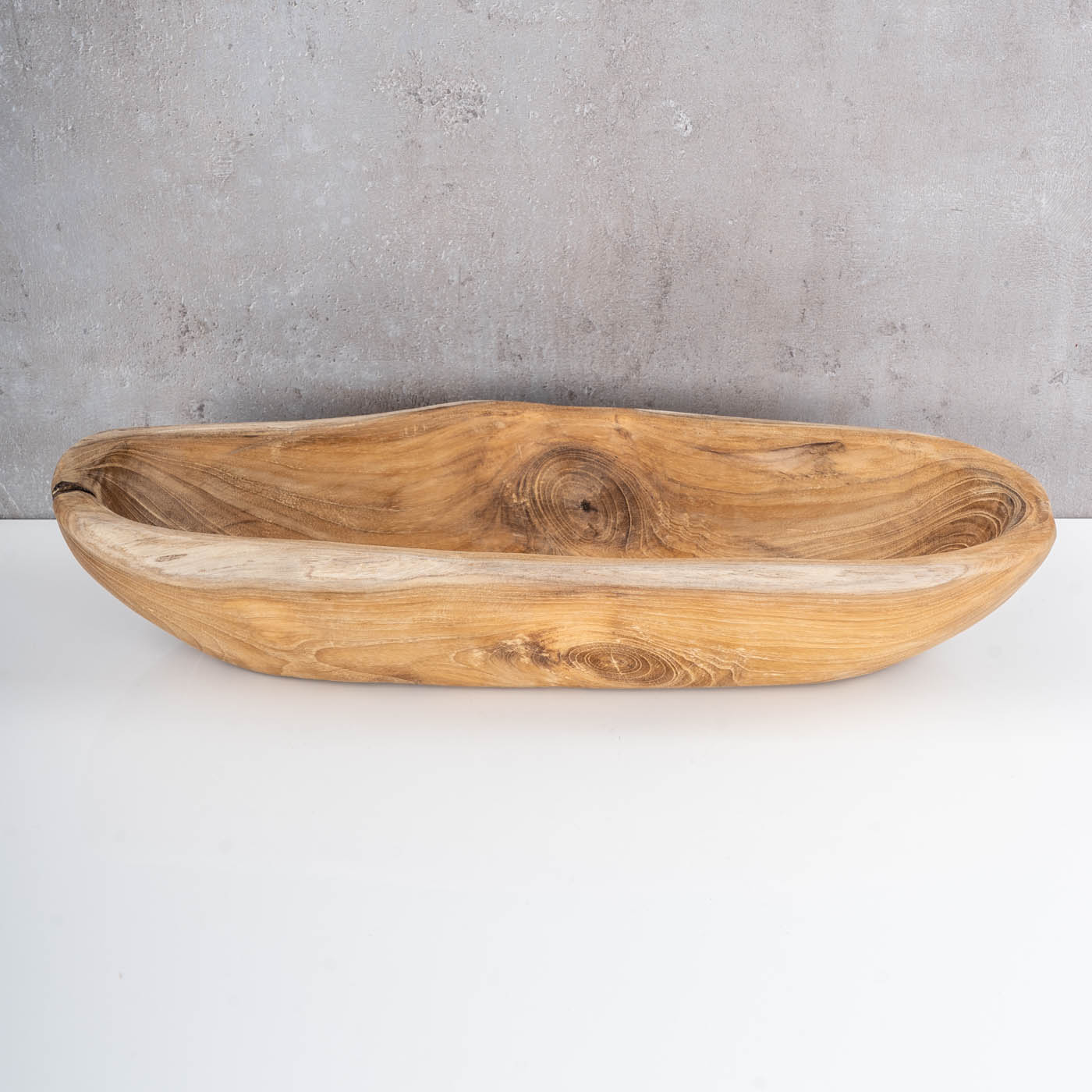 Teakholz Schale ca. L39cm Massiv Holz Obstschale Schüssel Holzschale Dekoschale
