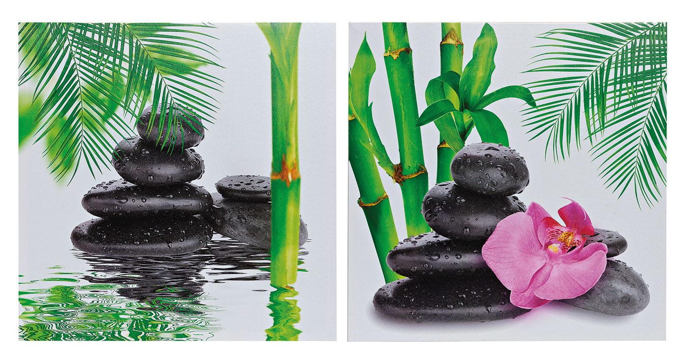 2er Set Wandbilder Orchideen Bambus Feng Shui Wellness Leinwand Bild