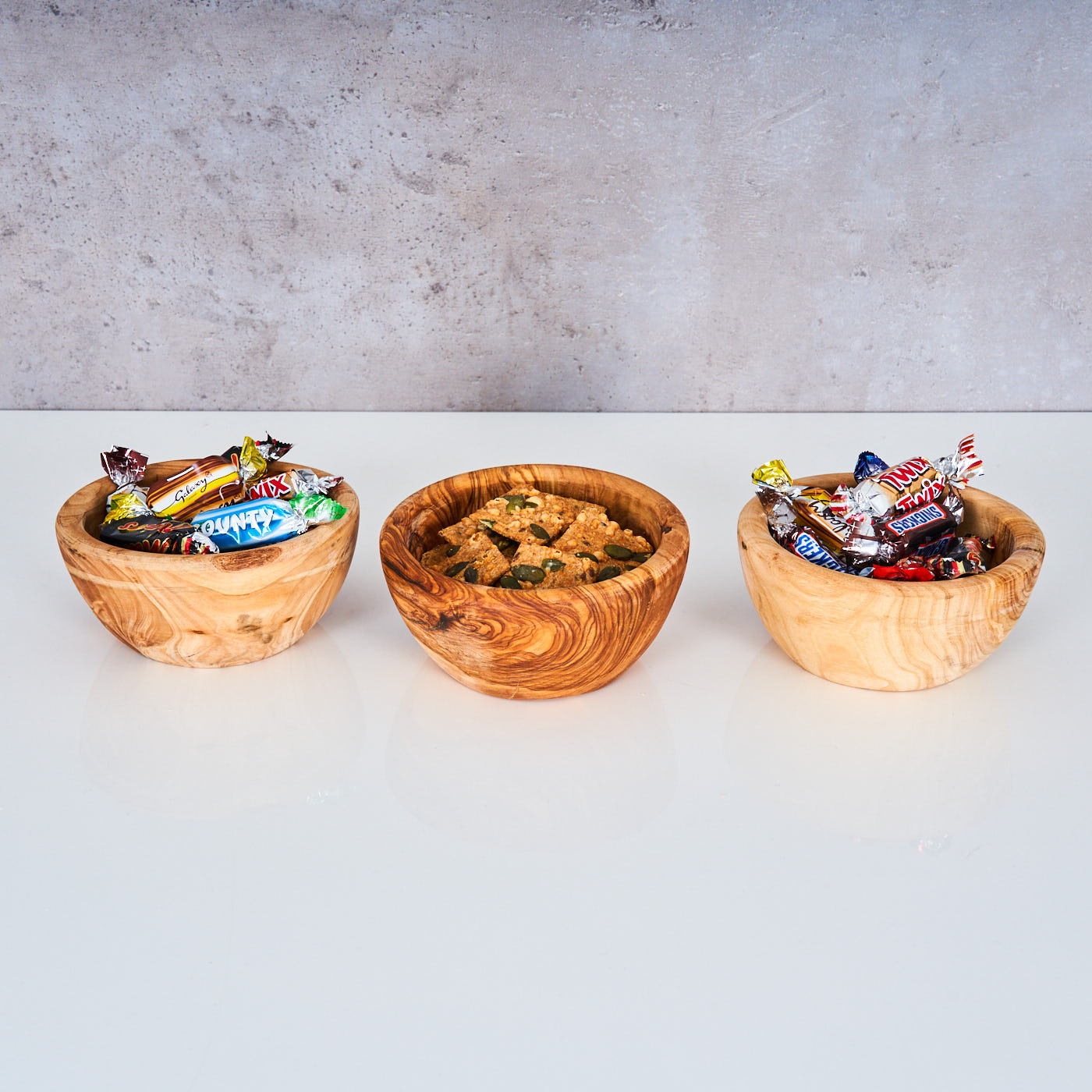 3er Set Schüssel ca. 12x4cm Schale Holz Olivenholz Holzschale Salatschüssel Natur