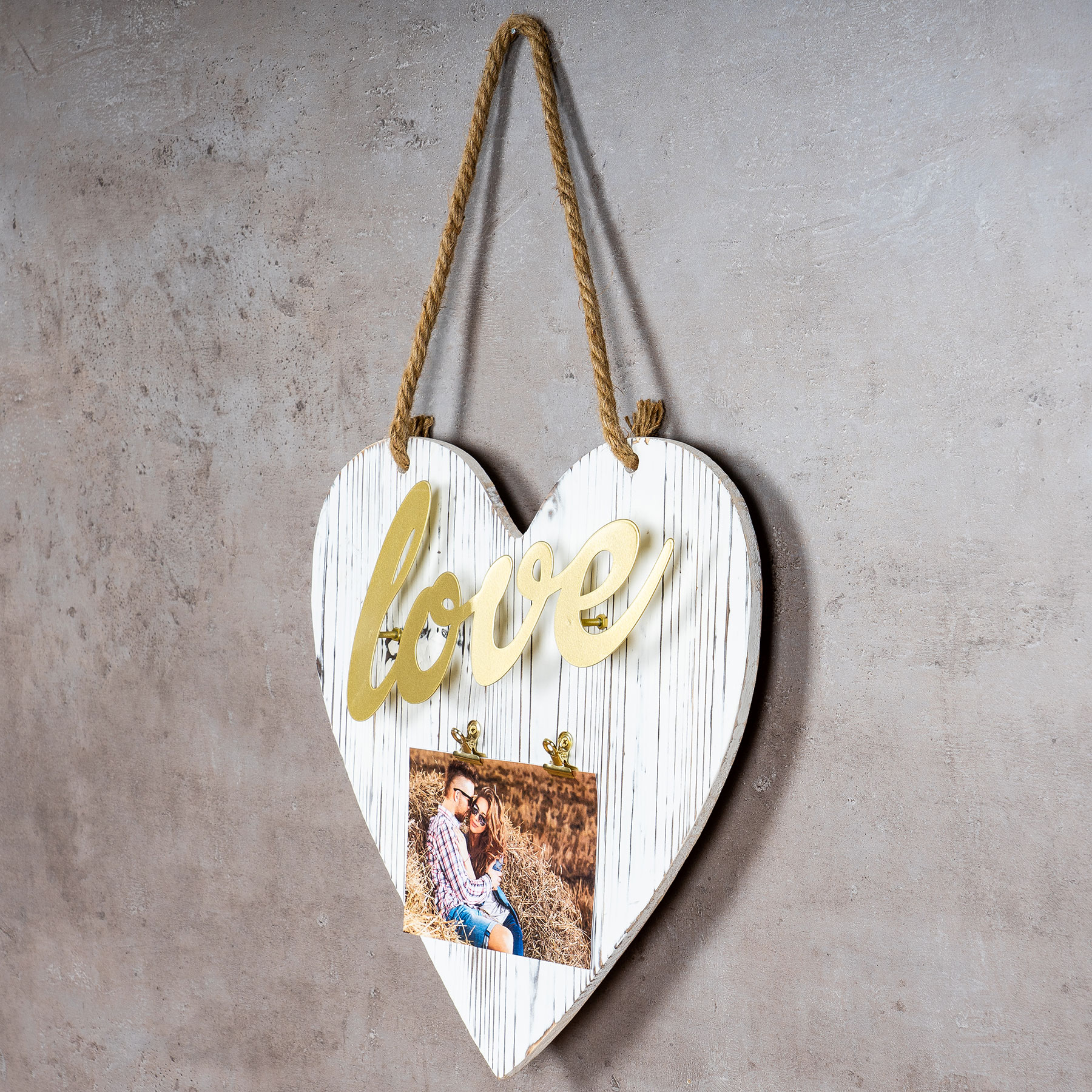 Bilderrahmen Schriftzug 10x15 Klammern Herz Love Vintage Shabby Chic Fotorahmen
