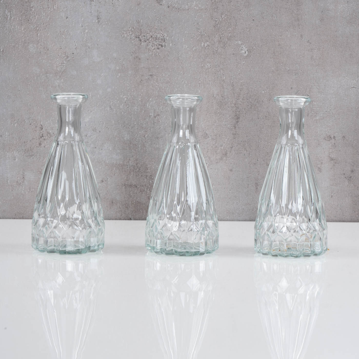 3er Set Vasen Glas H15cm Klarglas Blumenvase Tischdeko Glasvase Blumendeko