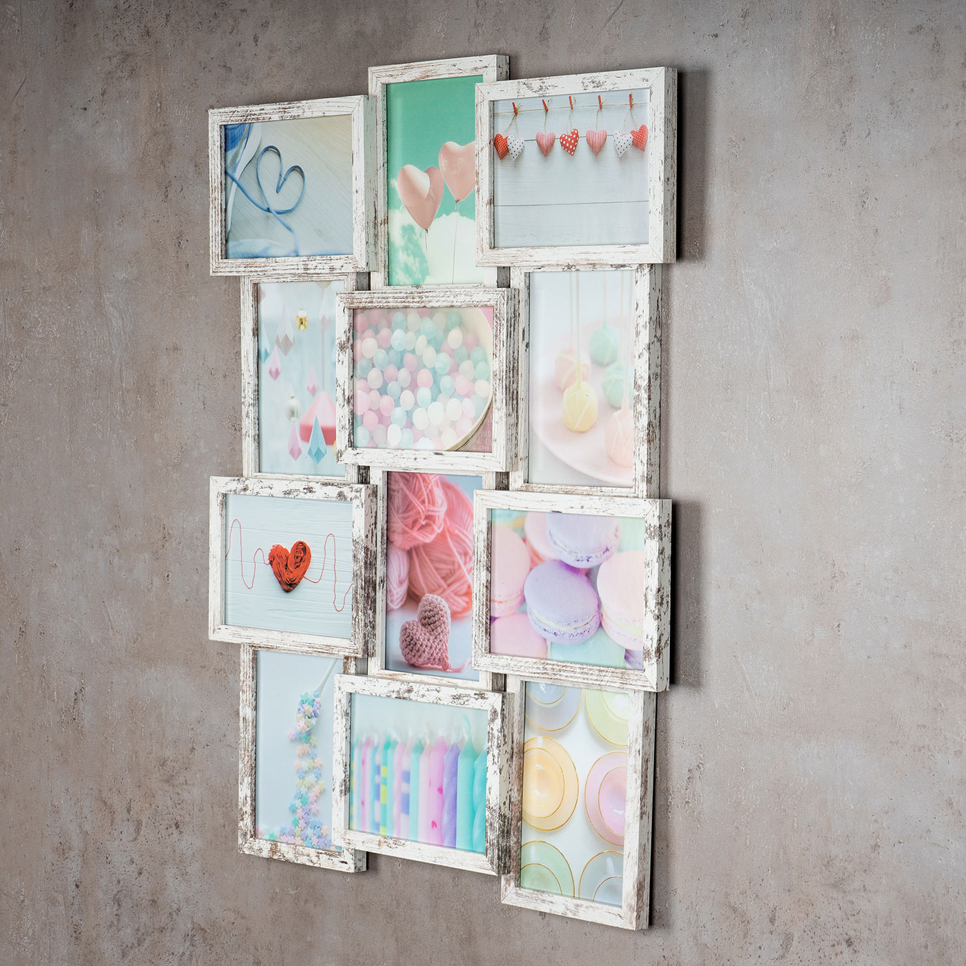 levandeo Bilderrahmen Collage 51x68cm 12 Fotos 13x18 Shabby Chic MDF Holz Glas
