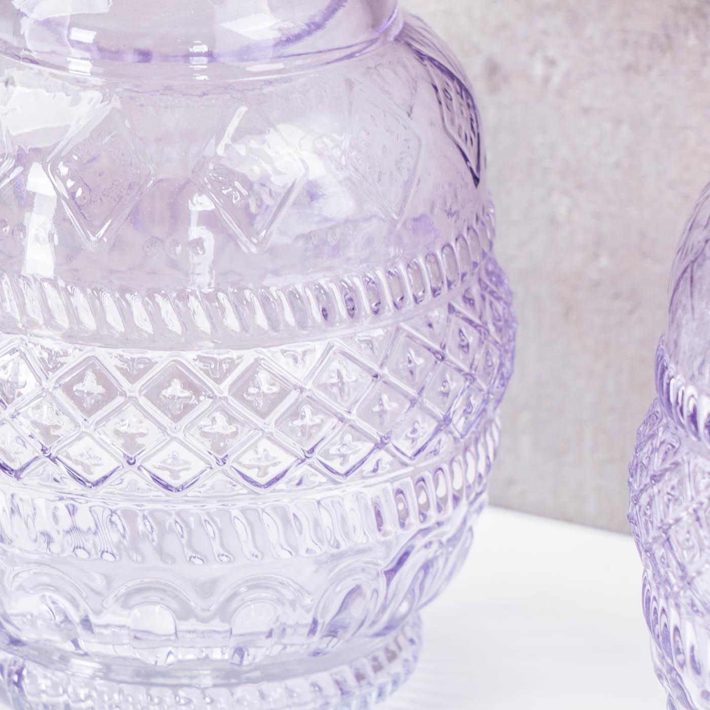 2er Set Vase Violett Transparent Glas Lila Dekovase Blumenvase Tischdeko Glasvase