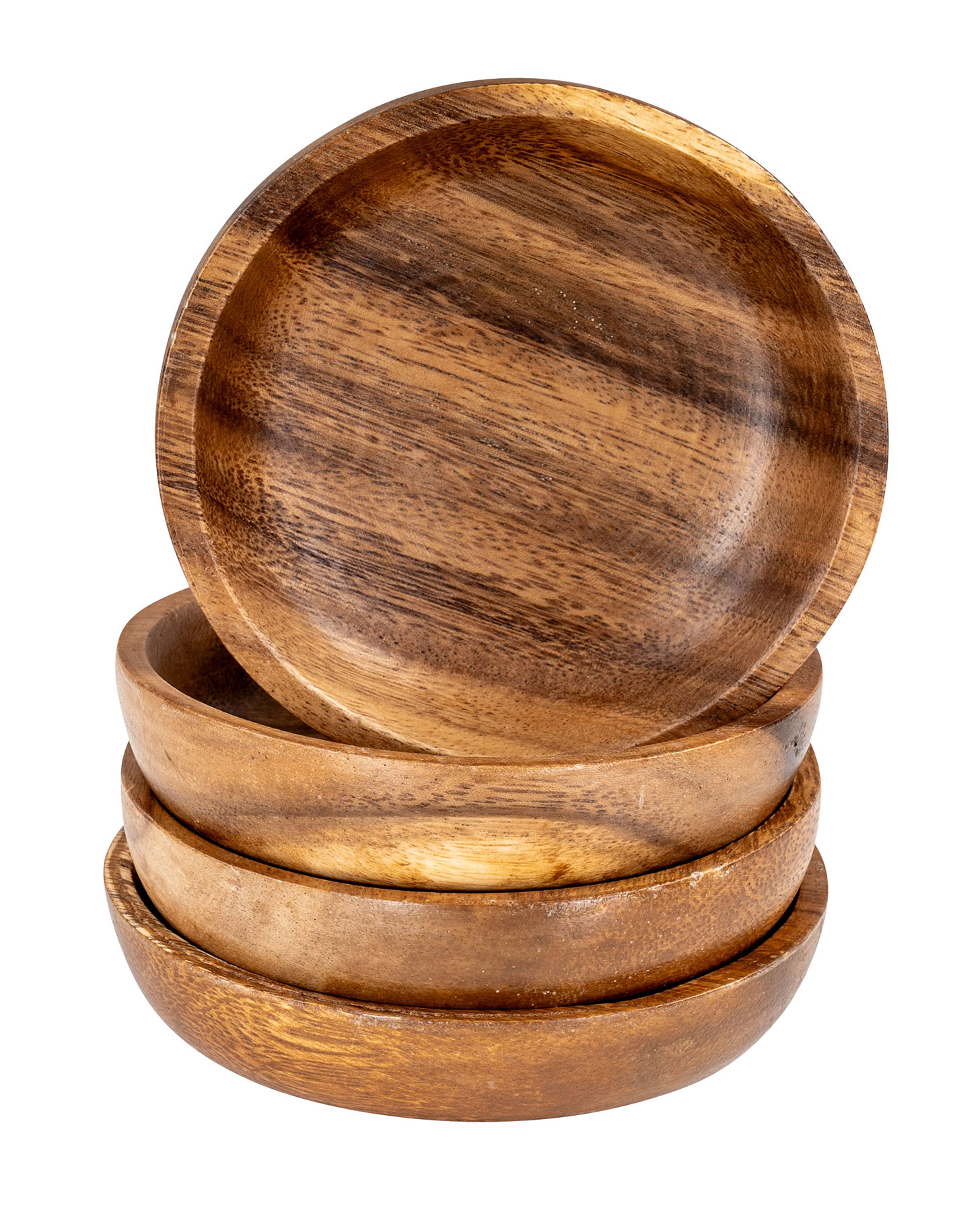 4er Set Runde Teller Akazie Ø10cm Holzteller Snackteller Dekoteller Deko Unikat