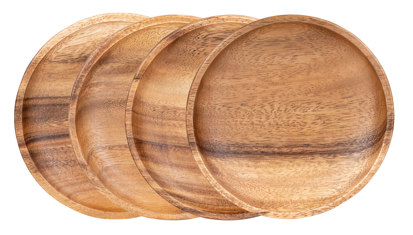 Runder Teller Akazie Ø15cm Holzteller Snackteller Dekoteller Deko Unikat