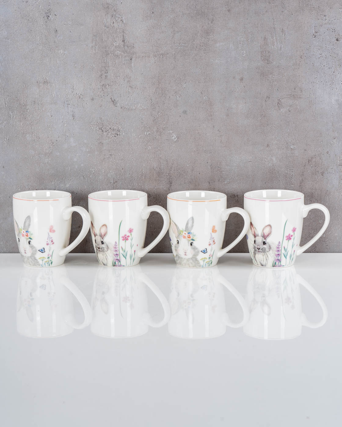4er Set Osterbecher Osterhase Kaffeetasse Ostern Porzellan 300ml Kaffeepott Tasse
