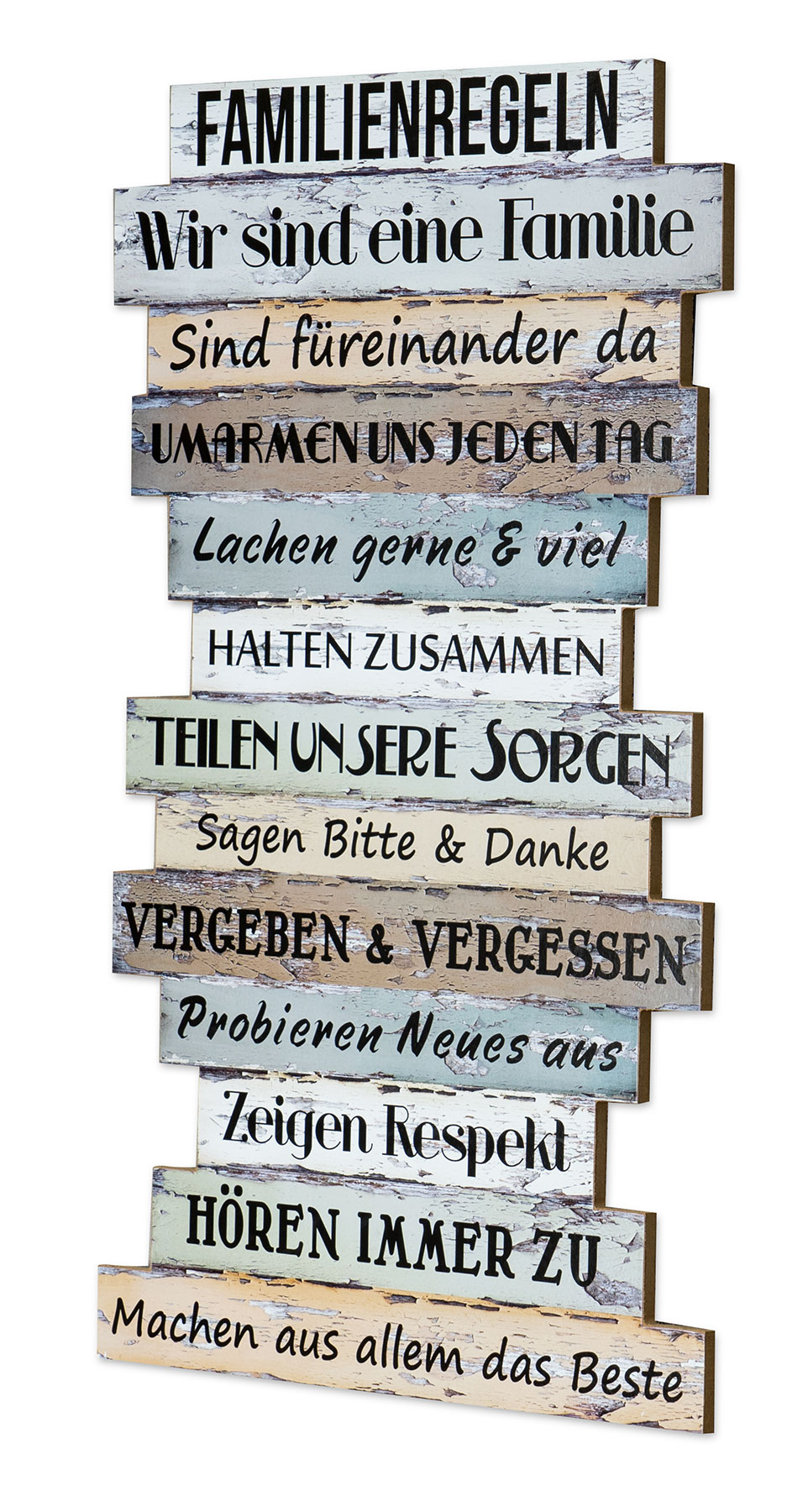 Wandbild 56 x 33 cm Familienregeln Holzschild Shabby Chic Vintage Deko Sprüche