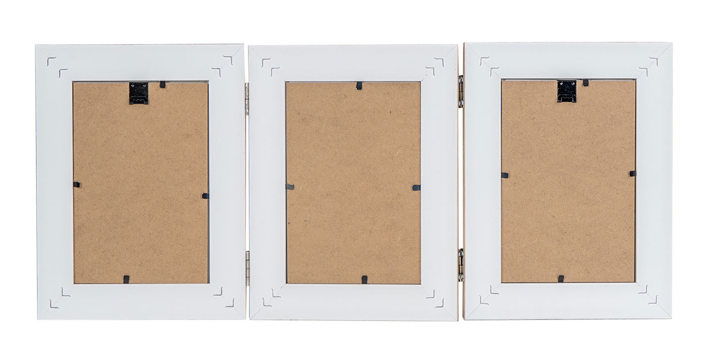 Fotoaufsteller 3 Fotos 10x15 MDF Holz Natur Shabby Chic Vintage Bilderrahmen