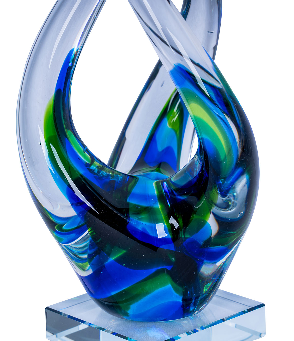 Designer Skulptur H32cm Glasskulptur Blau Grün Glasfigur Deko Glas Geschenk