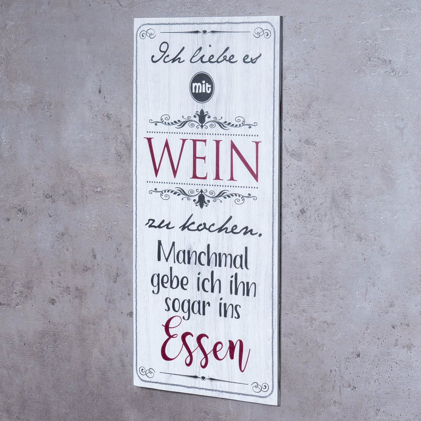 Wandbild 20x40cm Küchendeko Küche Wein Spruch Deko Wandschild Bild Wanddeko