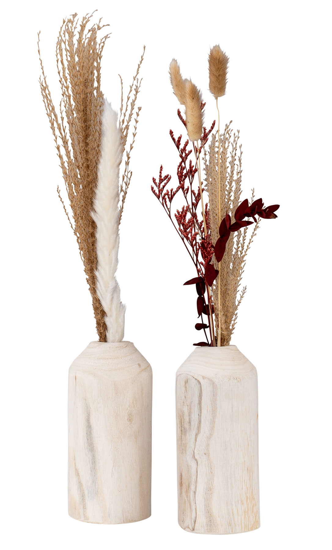 2er Set Vase aus Holz für Trockenblumen H20cm Natur Holzvase Tischdeko Tischvase