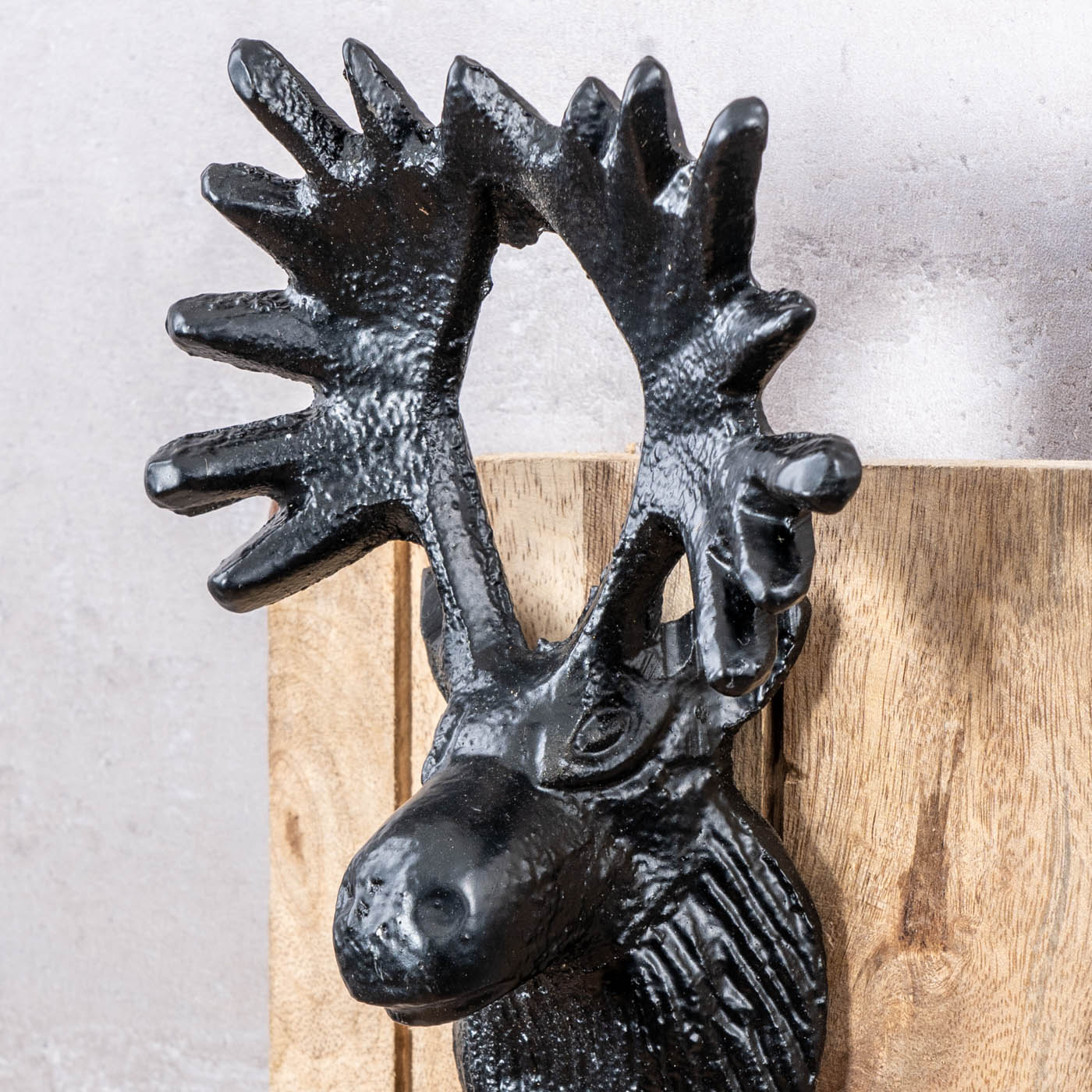 2er Set Kleiderhaken Hirsch Natur Schwarz Garderobe Deko Wandhaken Wandgarderobe