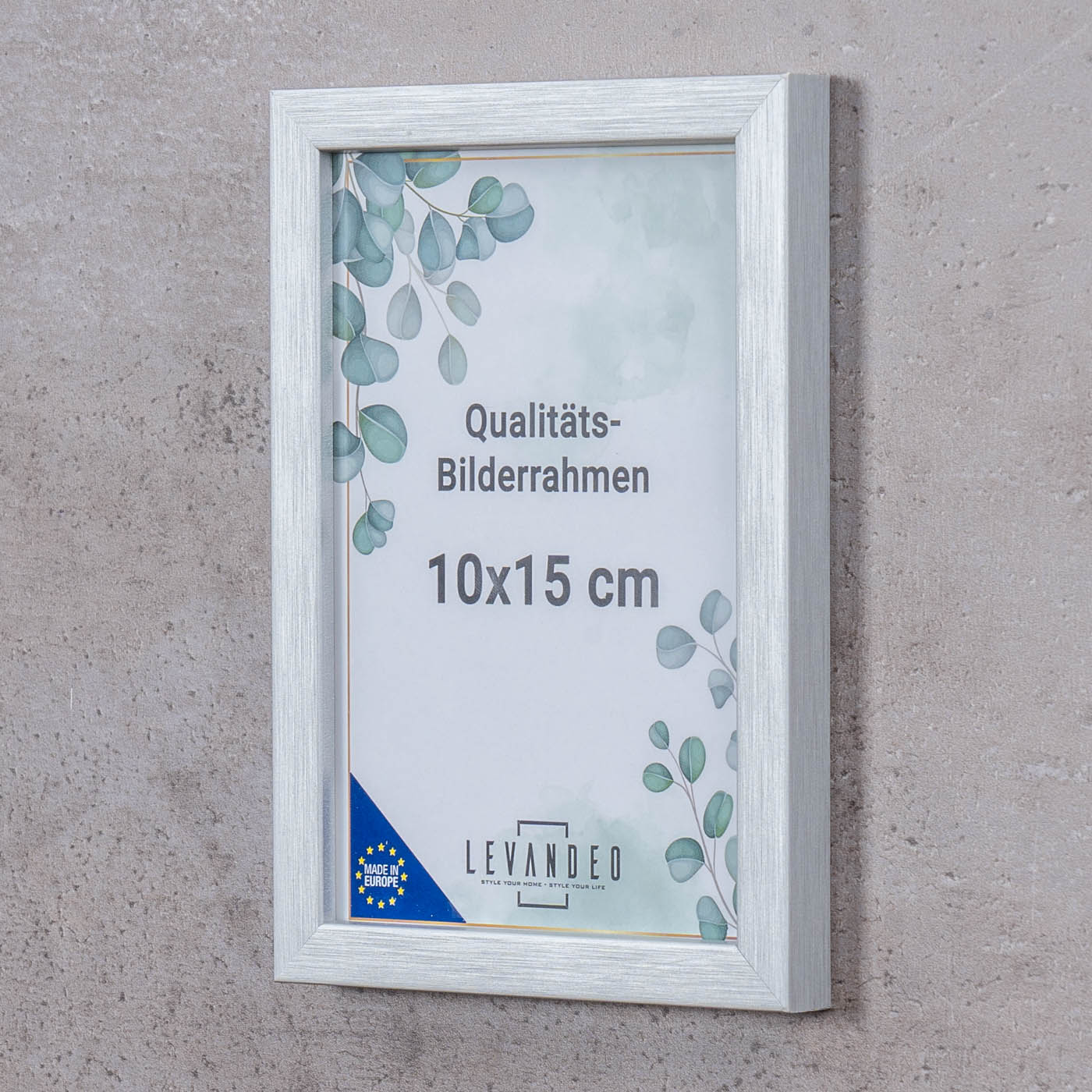 Bilderrahmen Echtholz Made in EU 10x15 Silber Glasscheibe Fotorahmen Kiefernholz