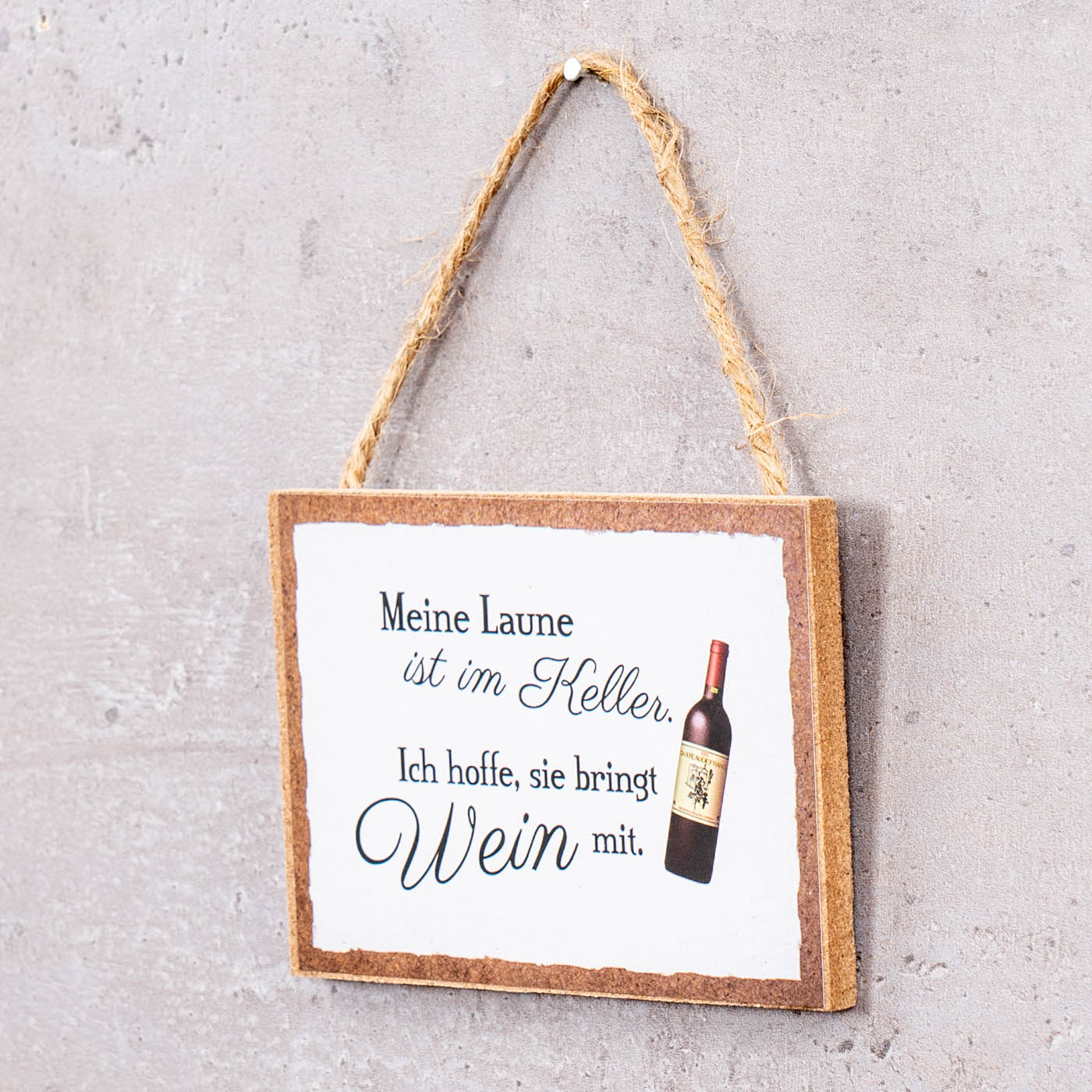 6er Set Holzschilder Wein 10x7cm MDF Mini-Schilder Spruch Deko Hänger Wandbild