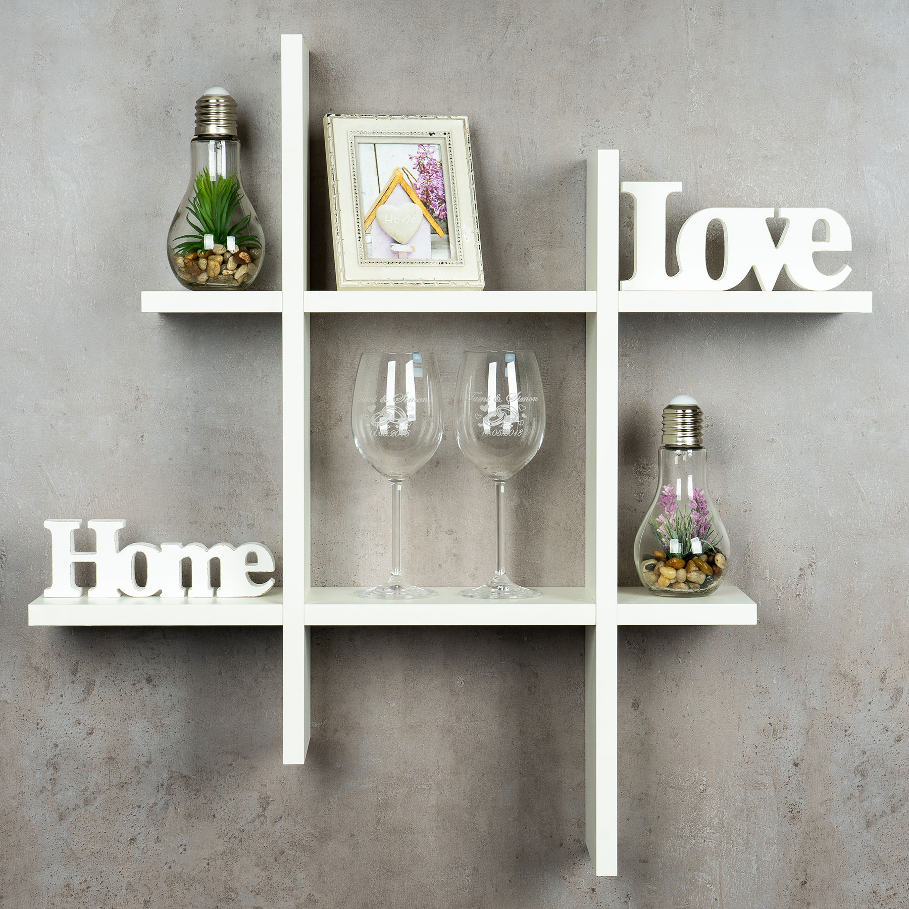 levandeo Hashtag Regal 75x75cm Wandregal Holz Weiß Bücherregal Hängeregal Deko