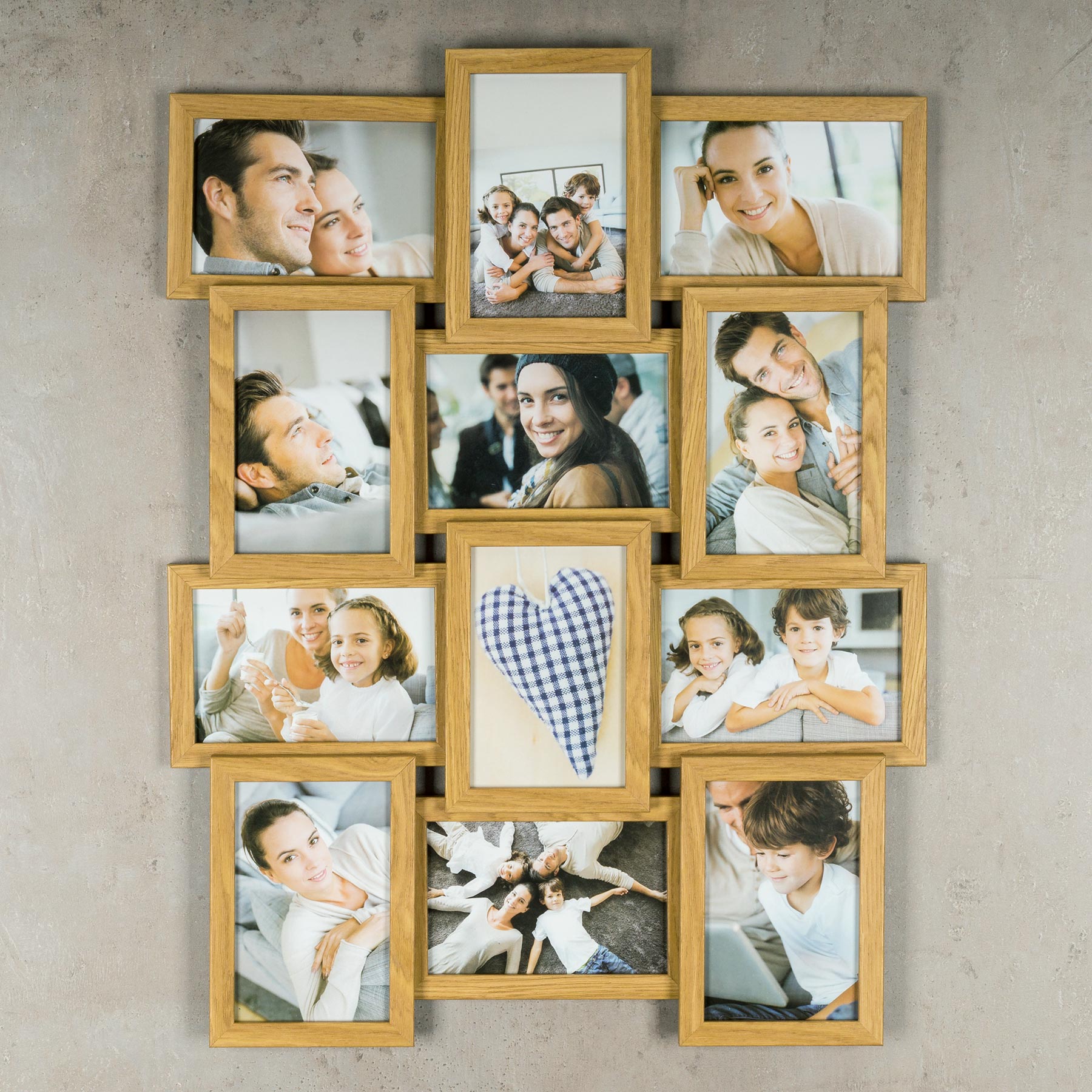 levandeo Bilderrahmen Collage 45x58cm 12 Fotos 10x15 Eiche MDF Holz Glasscheiben