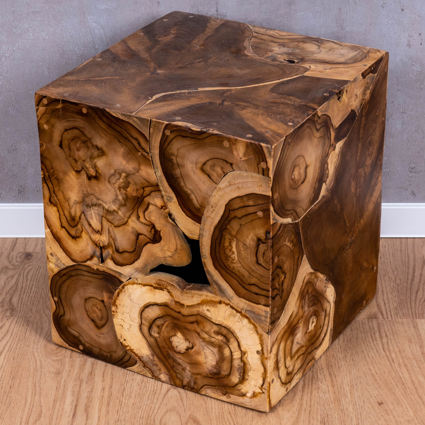 Beistelltisch Hocker Teakholz Tisch Höhe 45cm Holzhocker Holztisch Massiv-Holz
