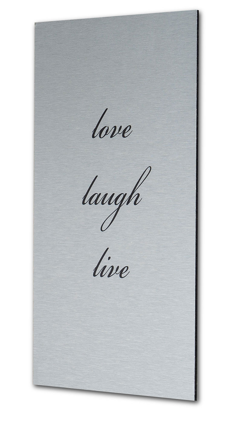 levandeo Wandbild Bild Schild Love Laugh Live 20x30cm Alu Aluminium gebürstet